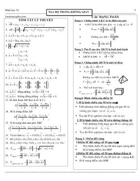 Tổng hợp kiến thức môn Toán lớp 12